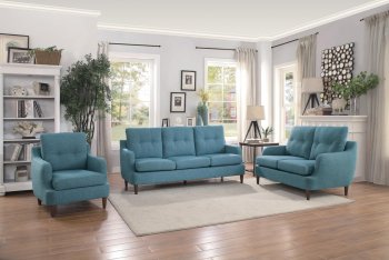 Cagle Sofa & Loveseat Set 1219BU in Blue Fabric by Homelegance [HES-1219BU-Cagle Blue]