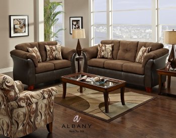 Capri Dark Brown Modern Sofa & Loveseat Set w/Options [ALS-318 Capri Dark Brown]
