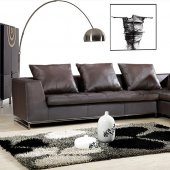Brown, Black or Ivory Full Leather Sectional Sofa W/Tufted Seat