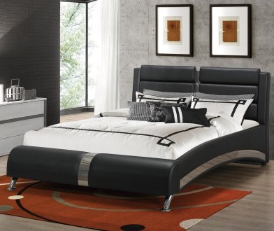 Jeremaine 300350 Upholstered Bed in Black by Coaster
