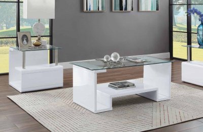 Nevaeh Coffee Table 3Pc Set 82360 in White by Acme