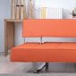 Orange Leatherette Modern Convertible Sofa Bed w/Chrome Legs