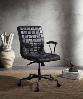 Barack Office Chair 92557 in Black Top Grain Leather by Acme [AMOC-92557 Barack]
