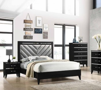 Chelsie 5Pc Bedroom Set 27410 in Black & Gray w/Options [AMBS-27410 Chelsie]