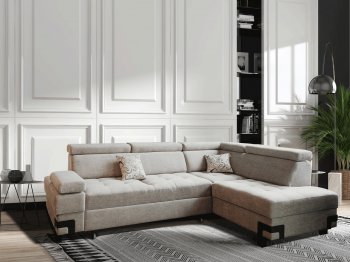 Garda Sectional Sofa in Light Gray Fabric by ESF w/Bed & Storage [EFSS-Garda Light Gray]