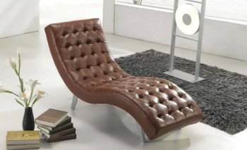 Brown, Beige, Black, Red or White Stylish Vinyl Chaise Lounge [AECL-7900LBR]