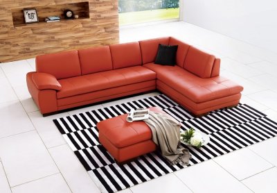 625 Sectional Sofa in Pumpkin Italian Leather by J&M