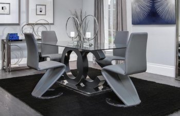 D2207DT Dining Table Black by Global w/Optional Gray Chairs [GFDS-D2207DT-D9002DC-GRY]
