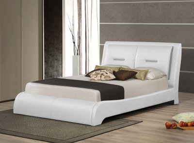 B173 Upholstered Bed in White Leatherette