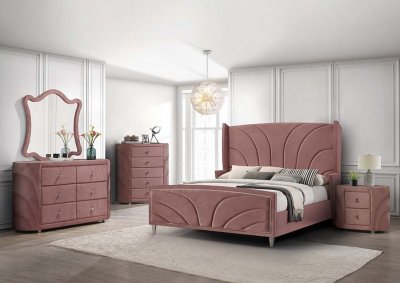 Salonia Bedroom BD01183Q in Pink Velvet by Acme w/Options