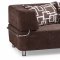 Brown Microfiber Convertible Sectional Sofa Bed w/Ottoman Bench