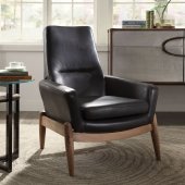 Dolphin Accent Chair 59533 in Black Top Grain Leather by Acme