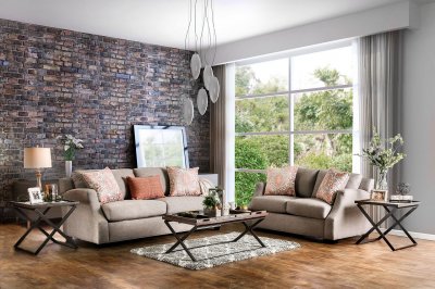 Beltran Sofa SM3058 in Light Gray Chenille Fabric w/Options