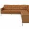 Loft L-Shaped Sectional Sofa in Tan Leather by Modway