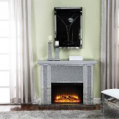 Nowles Fireplace 90457 in Mirror & Faux Crystals by Acme