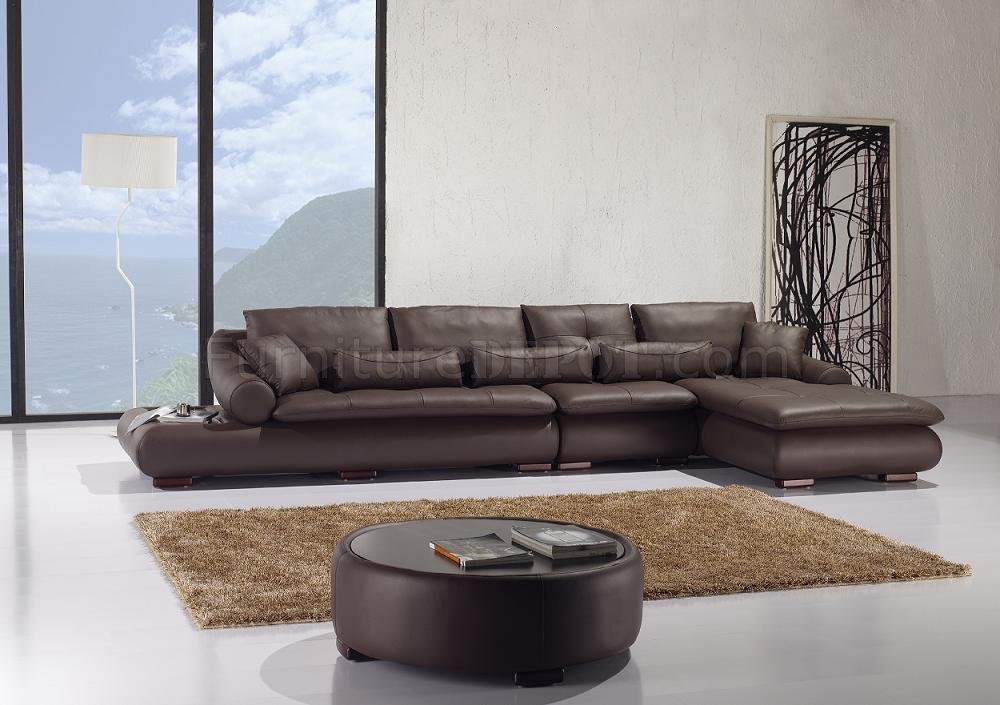 Espresso Full Leather Sectional Sofa W, Espresso Leather Couch