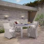 Junction 5 Piece Outdoor Dining Set in Gray/White by Modway