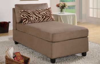 Saddle Microfiber Plush Contemporary Chaise Lounger [PXCL-F7656]