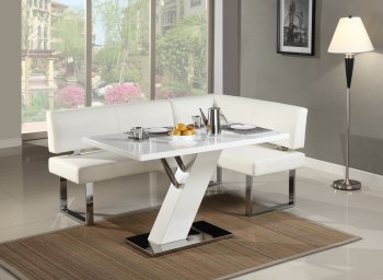 Linden Dining Table & Nook Set in White by Chintaly [CYDS-Linden-Nook]