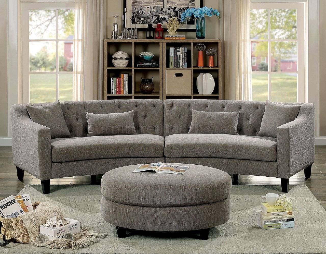 Sarin Sectional Sofa CM6370 in Gray Linen-Like Fabric w/Options - Click Image to Close