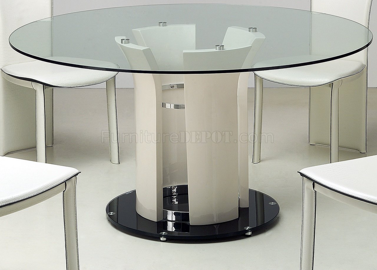clear round glass top modern dining table woptional chairs