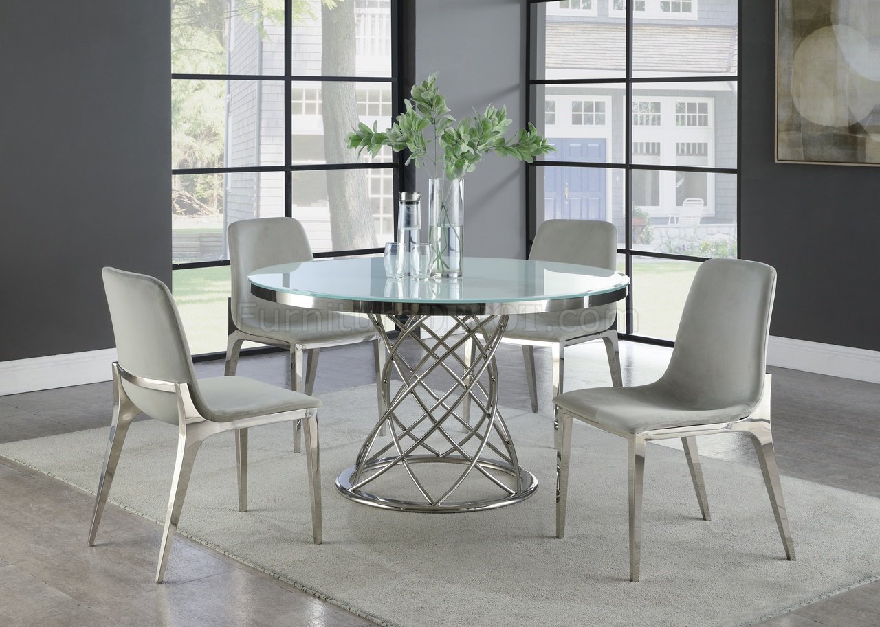Irene Dining Table 110401 White & Chrome by Coaster w/Options