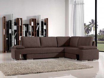Brown Fabric Modern Sectional Sofa Convertible w/Metal Legs [VGSS-1104]