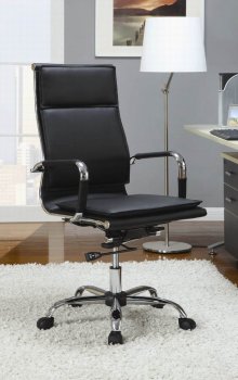 Black Vinyl Modern Office Executive Chair w/High Back [CROC-800208]