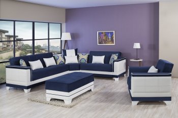 Four Seasons Sectional Sofa Bed in Blue by Casamode w/Options [CMSS-Four-Seasons-Dark-Blue]