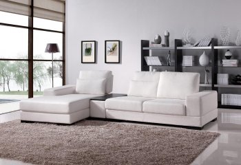 White Fabric Modern Sectional Sofa w/Moving Back & Tea Table [VGSS-1108 Whie]