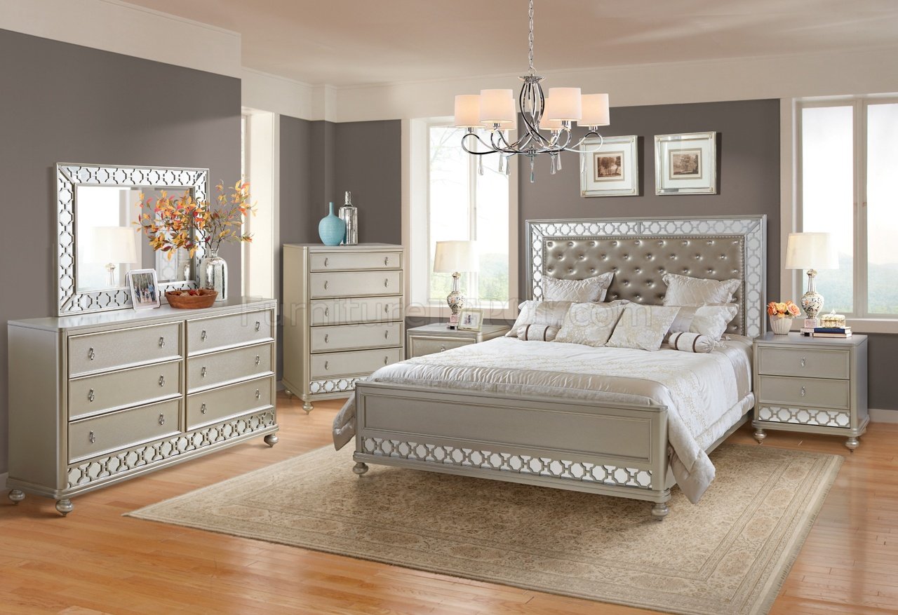 Claire Bedroom Set W Crystal Tufted Headboard W Options