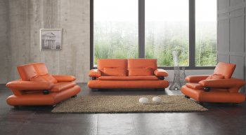 Orange Leather Modern 410 Sofa by ESF w/Options [EFS-410]