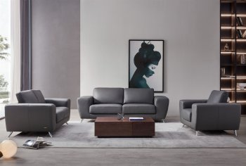 Julie Sofa in Gray Leather Match by Beverly Hills w/Options [BHS-Julie Gray]