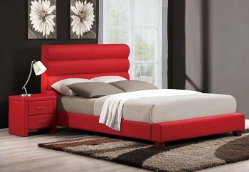 5795 Aven Upholstered Bed by Homelegance in Red w/Options [HEB-5795RD Aven Red]