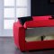 Elegant Red Microfiber Living Room with Storage Sleeper Sofa