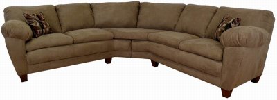 Mocha Fabric Modern Sectional Sofa w/Wooden Legs