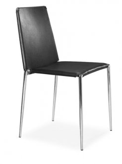 Set of 4 Black, White or Espresso Leatherette Dining Chairs