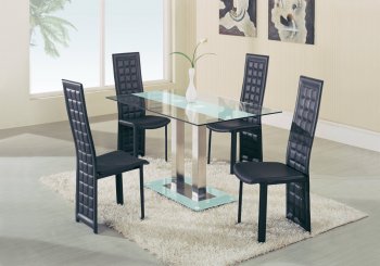 Contemporary 5Pc Dinette Set W/Frosted Stripe Glass Top [GFDS-D2108DT-027DCBL Frosted]