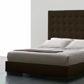 Brown Tufted Leatherette Ludlow Bed w/Oversized Headboard