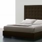 Brown Tufted Leatherette Ludlow Queen Bed w/Oversized Headboard