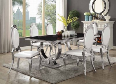 Antoine Dining Table 107871 Coaster w/Chrome Base & Options