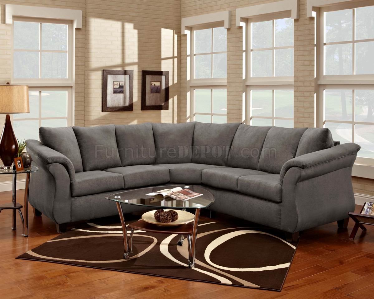 Grey Fabric Elegant Modern Sectional Sofa - Click Image to Close