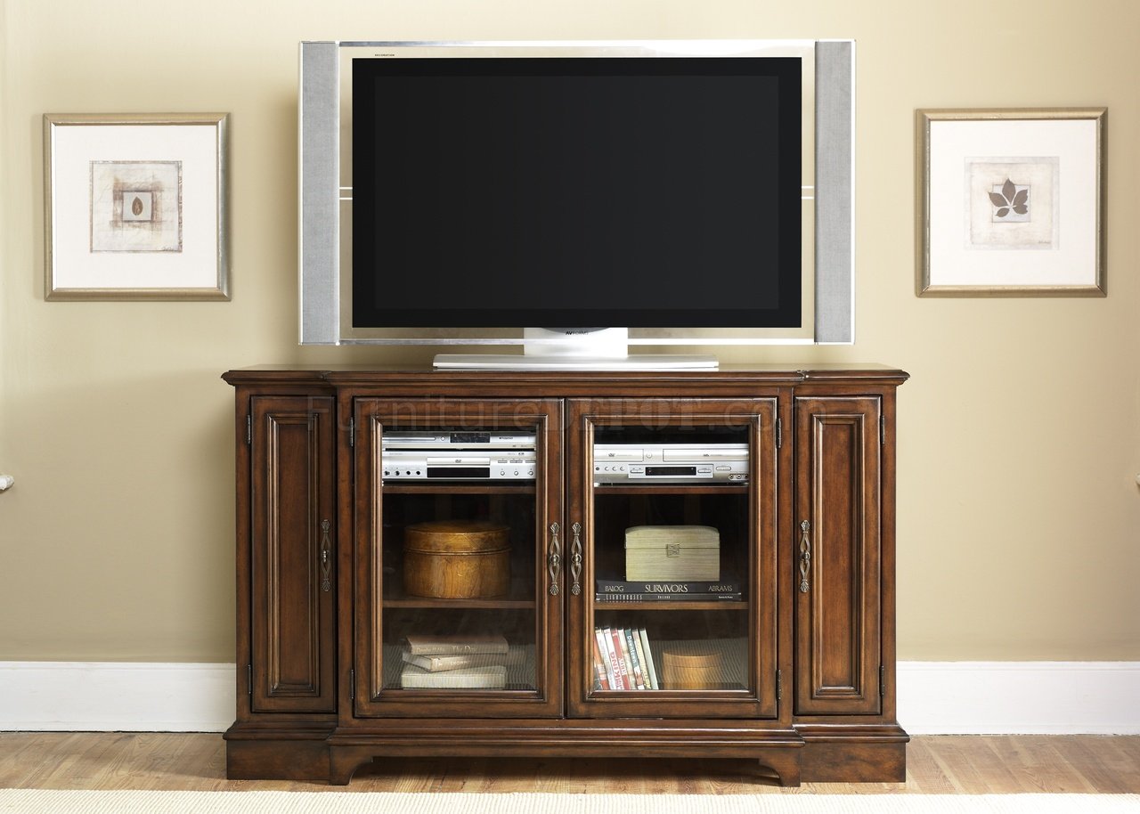 Meaningless extend gang Cognac Finish Contemporary Tall TV Stand w/Storages