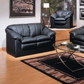 Black Bonded Leather Contemporary Sofa w/Options
