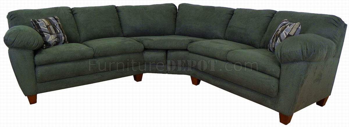 Sage Green Fabric Modern Sectional Sofa w/Wooden Legs - Click Image to Close