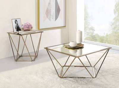 Fogya Coffee Table 3Pc Set 86055 in Champagne Gold by Acme