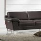 Dark Brown Leather Modern Sofa & Loveseat Set w/Metal Legs