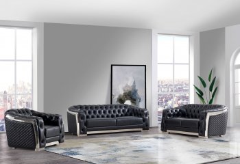 U341 Sofa in Charcoal Leather Gel by Global w/Options [GFS-U341 Charcoal]