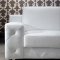 White Leather Modern Sectional Sofa w/Tufted Sides & Steel Legs