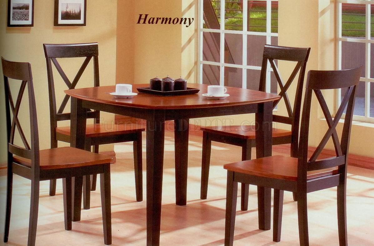Cherry & Black Two-Tone Finish Modern Dining Table w/Options